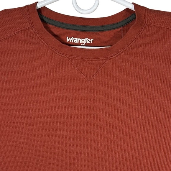 Wrangler Shirt Men's Long Sleeve Waffle Knit Crew Neck Thermal Orange Size 2XL - Picture 1 of 8